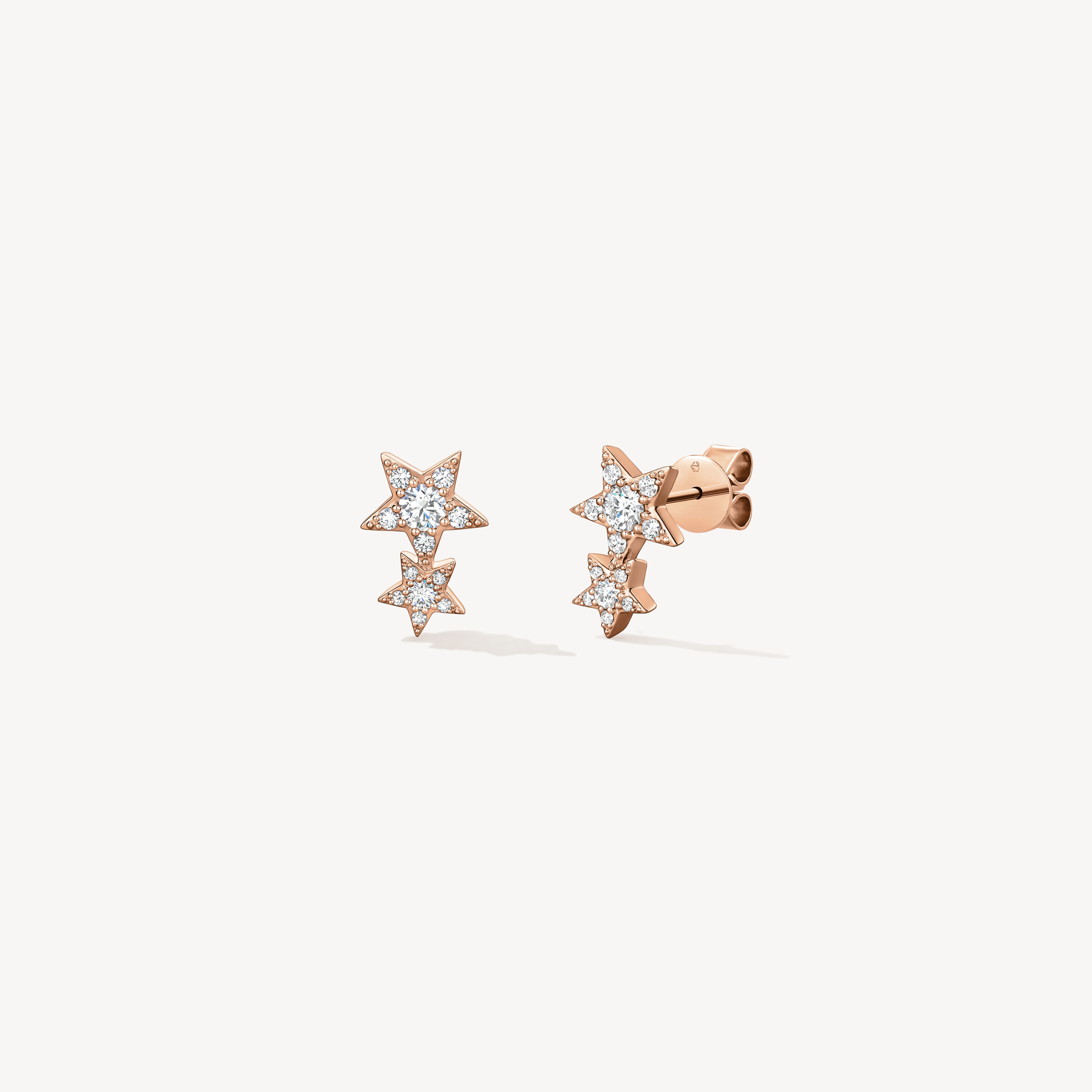 Illa Double Star 钻石耳环, 18K 玫瑰金, large