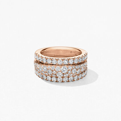 Grace Triple Row Small Domed Ring, 18K Rose Gold, large