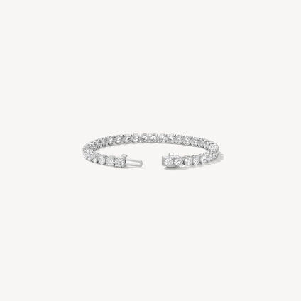 Basic 4-Prong Tennis Bracelet, 18K White Gold, large