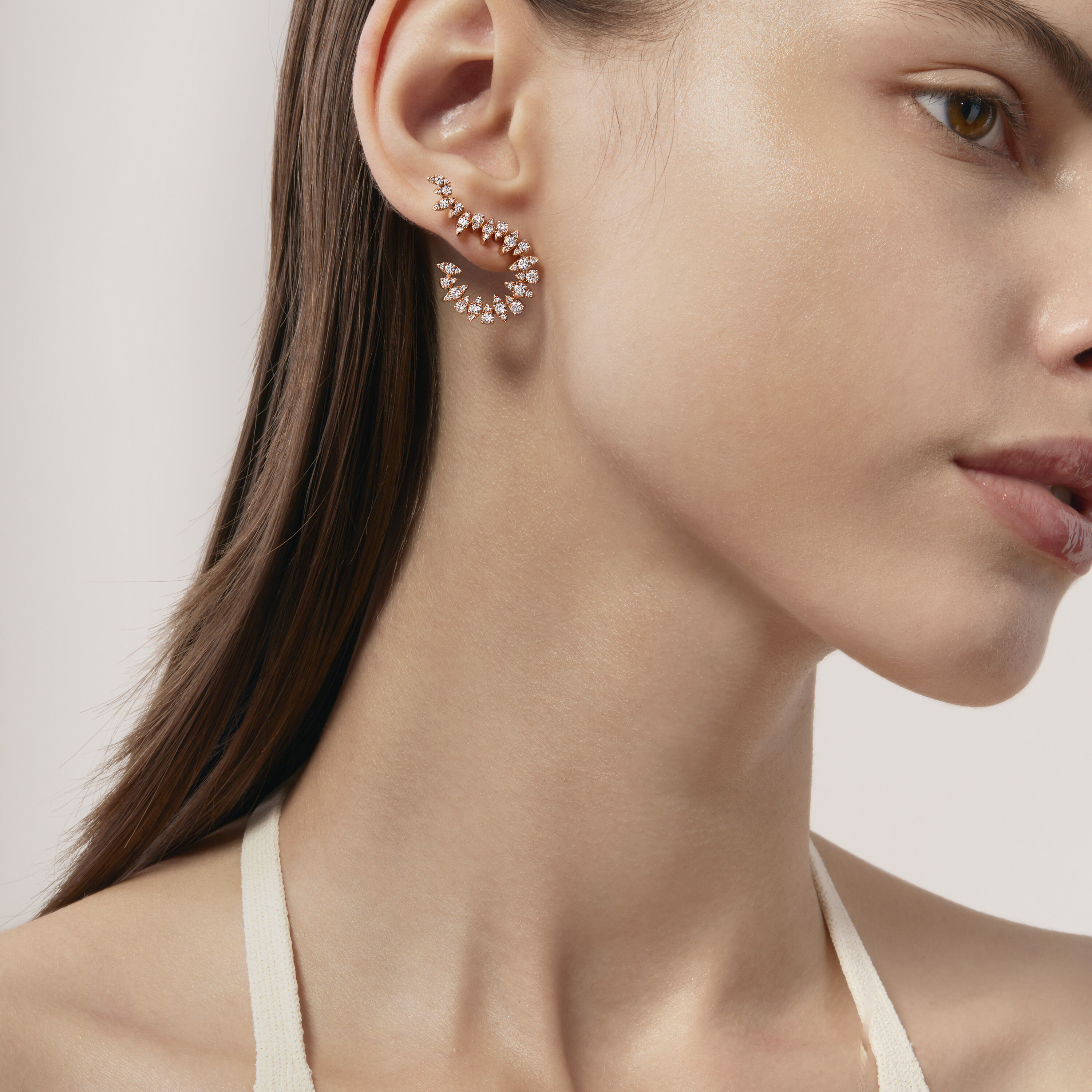 Aerial Twisted Sunburst Earrings, 18K Rose Gold, large