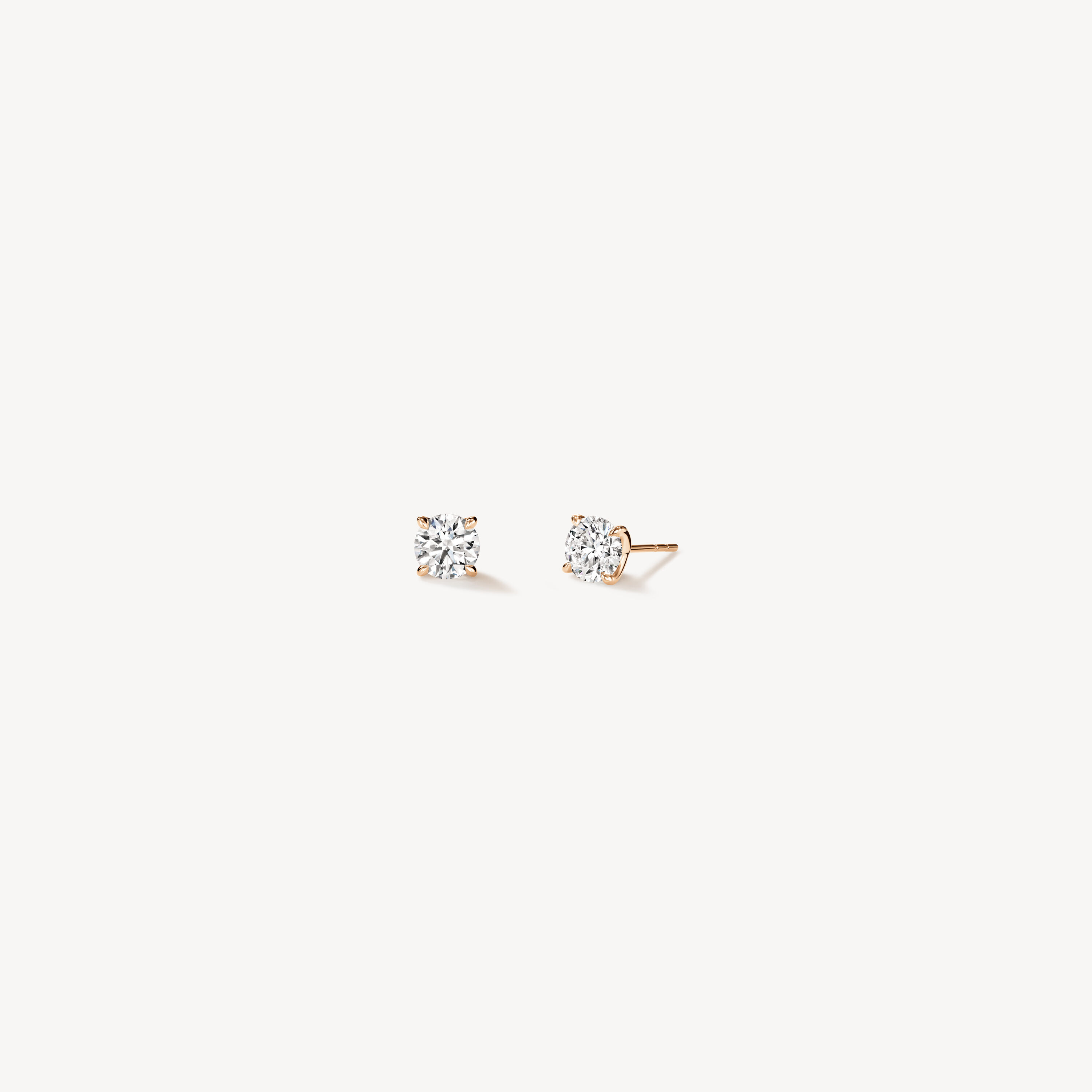 VELA Solitaire Stud Earrings, 18K Rose Gold, large