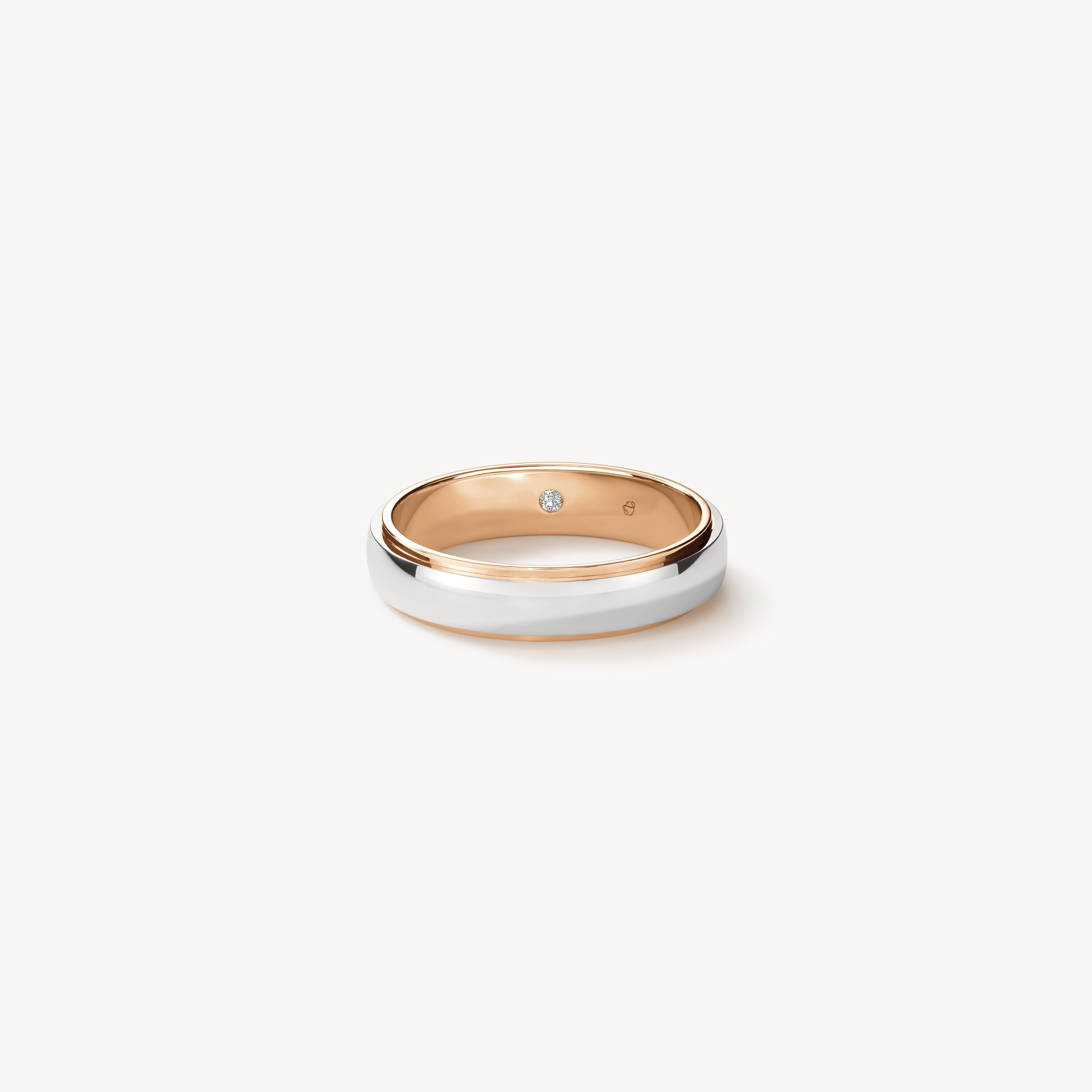 Star Wedding Band, Platinum and 18K Rose Gold, large