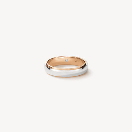Star Wedding Band, Platinum and 18K Rose Gold, large