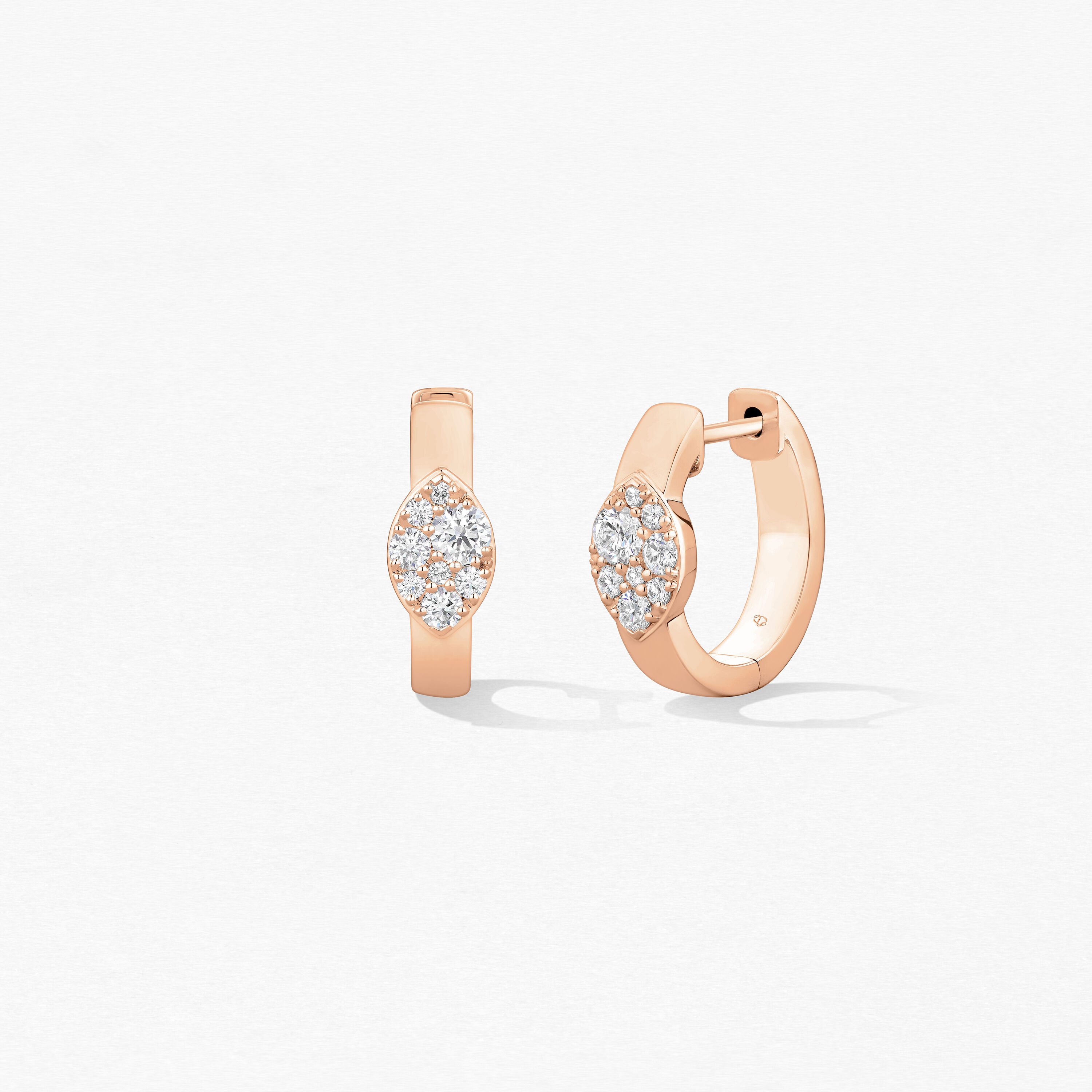 Tessa Navette Huggies, 18K Rose Gold, large
