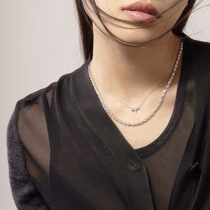 Aerial 三钻项链, 18K 白金, large