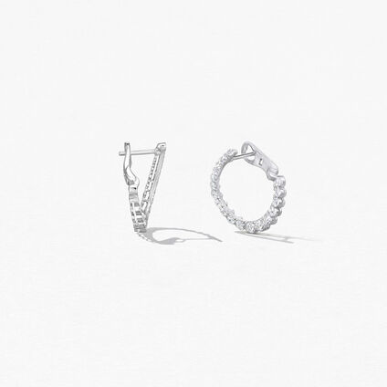 Aerial Regal Diamond Hoops Small, 18K White Gold Aerial Regal Diamond Hoops Small, 18K White Gold, large