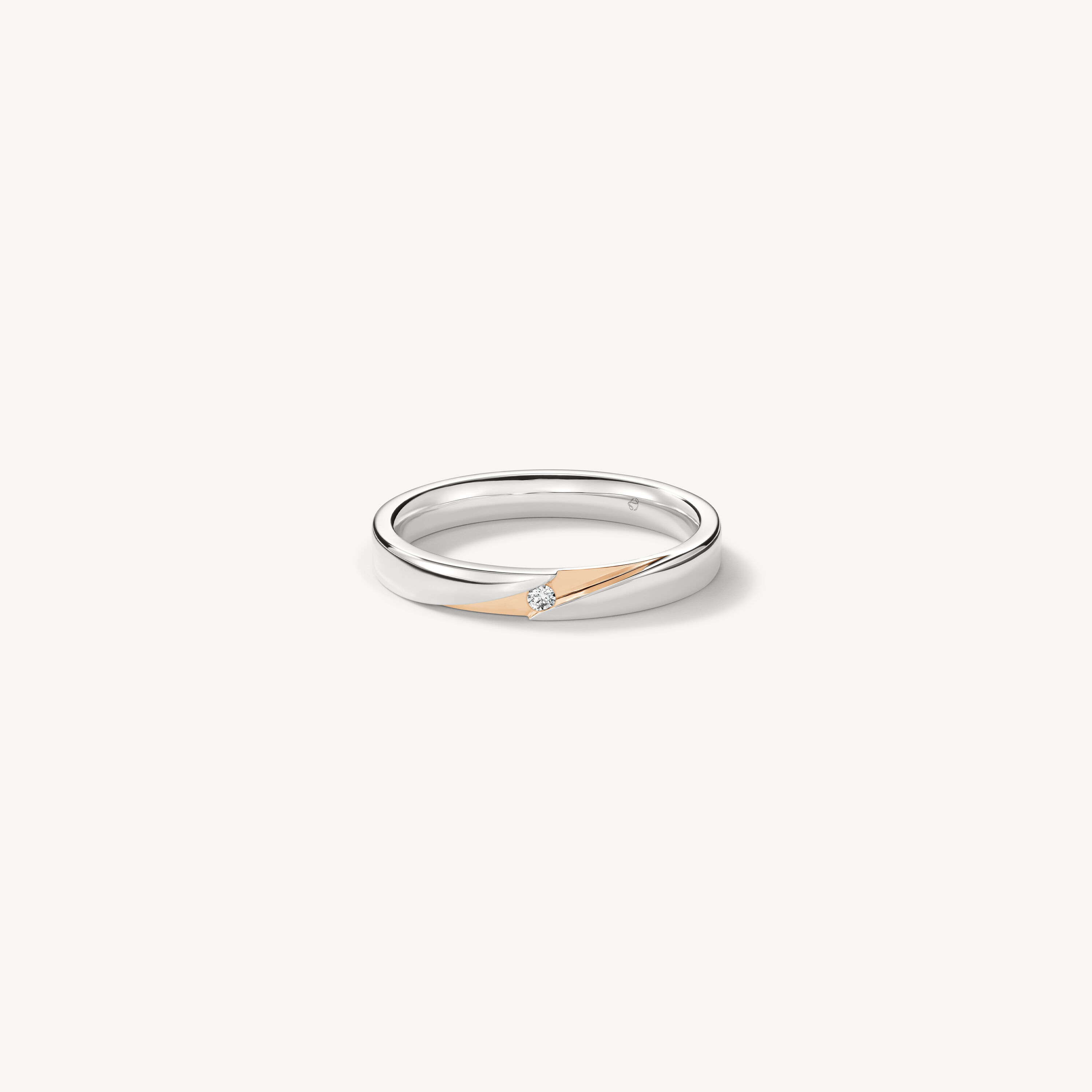 Union Wedding Band, 18K White gold and Rose gold, large