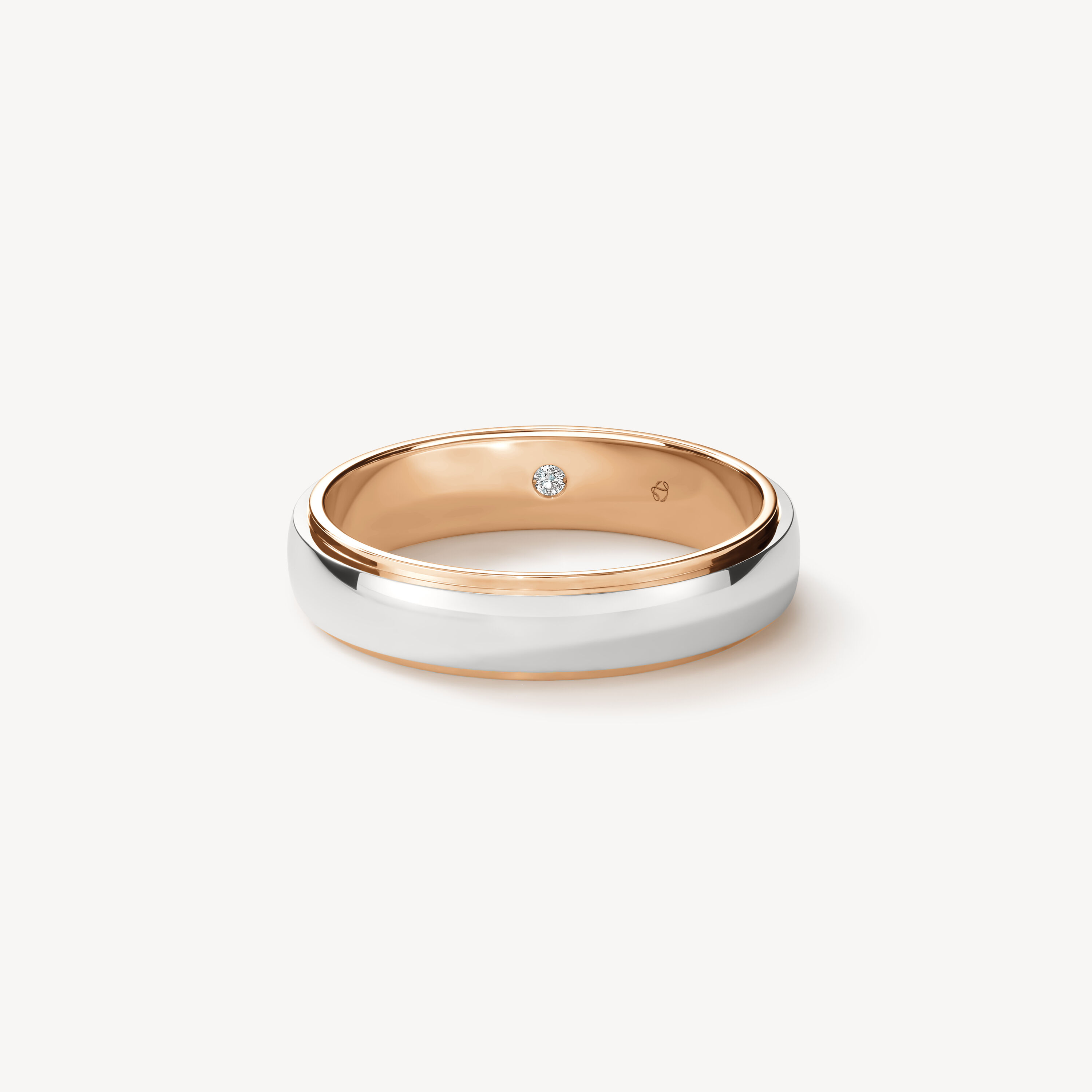 Star Wedding Band, Platinum and 18K Rose Gold, large