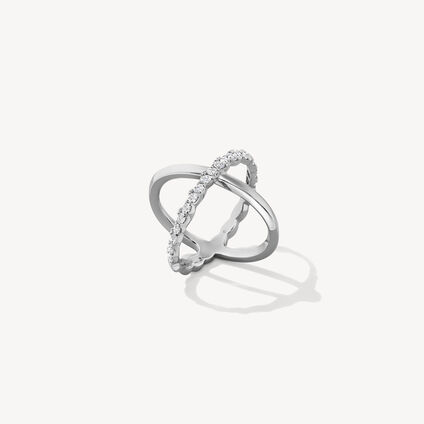 Lorelei Criss Cross 钻石戒指, 18K 白金, large
