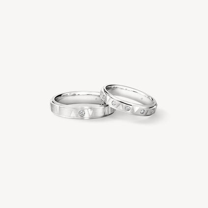 Love Chevron 结婚对戒 , 铂金, large