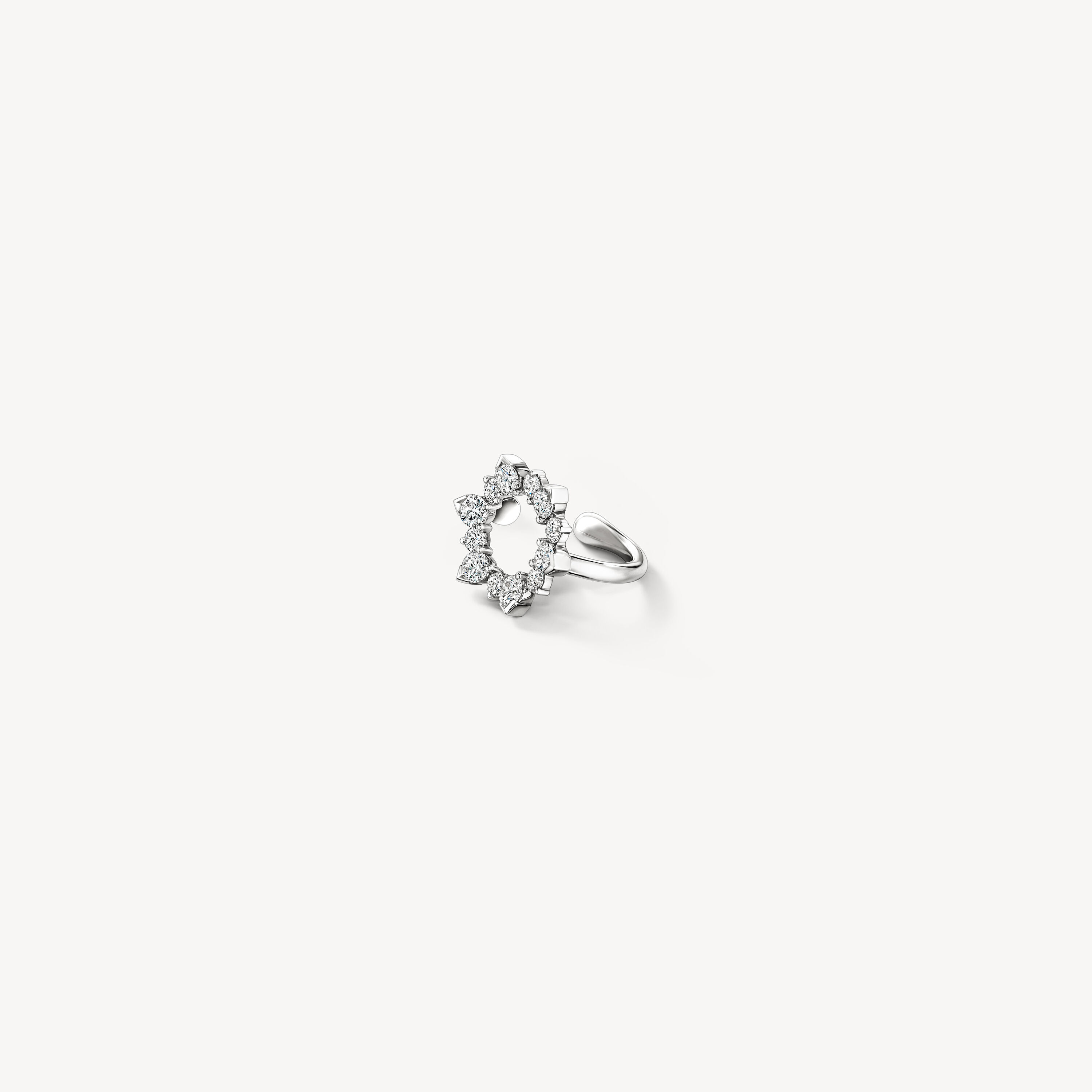 Aerial Open Sunburst Ear Cuff, 18K White Gold, large
