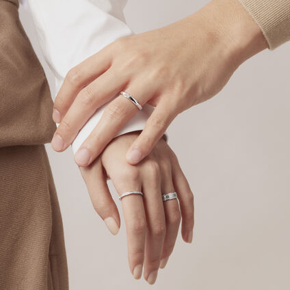 Diagonal Wedding Band, 18K White Gold, large