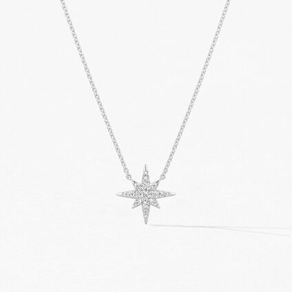 Charmed Starburst Pendant, 18K White Gold Charmed Starburst Pendant, 18K White Gold, large