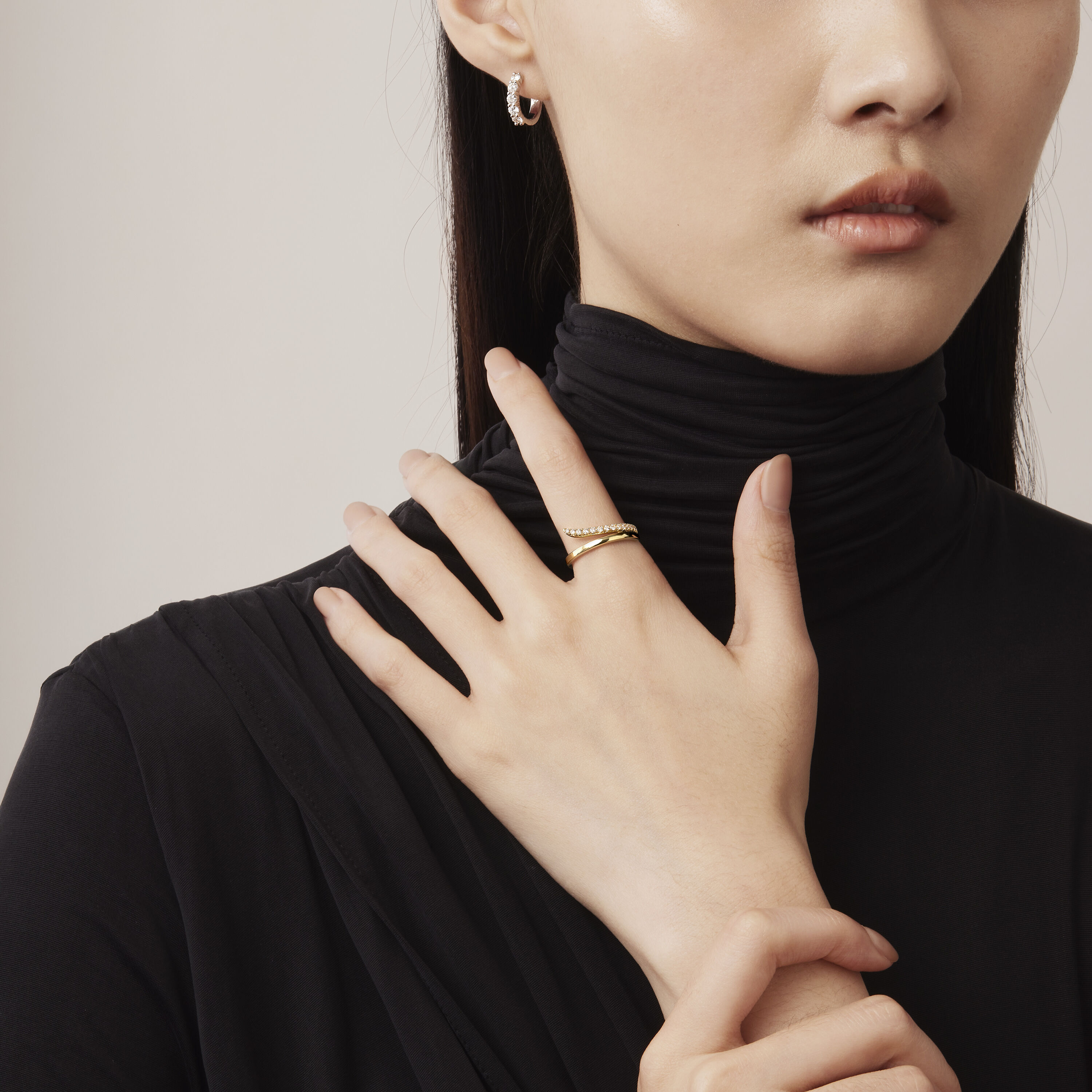 VELA系列法式切割密镶钻石戒指, 18K 玫瑰金, large