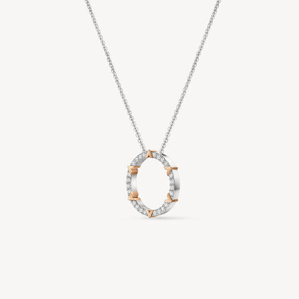 Copley 密镶钻石项链, 18K 白金和玫瑰金, large