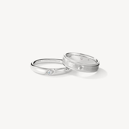 Diagonal Wedding Band, 18K White Gold, large
