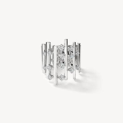 Barre Multi-Row Diamond Ring, 18K White Gold, large