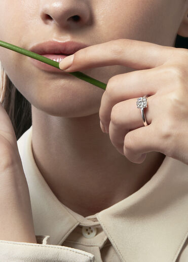 Vela Solitaire Ring with Diamond Gallery, Platinum Vela Solitaire Ring with Diamond Gallery, Platinum, large