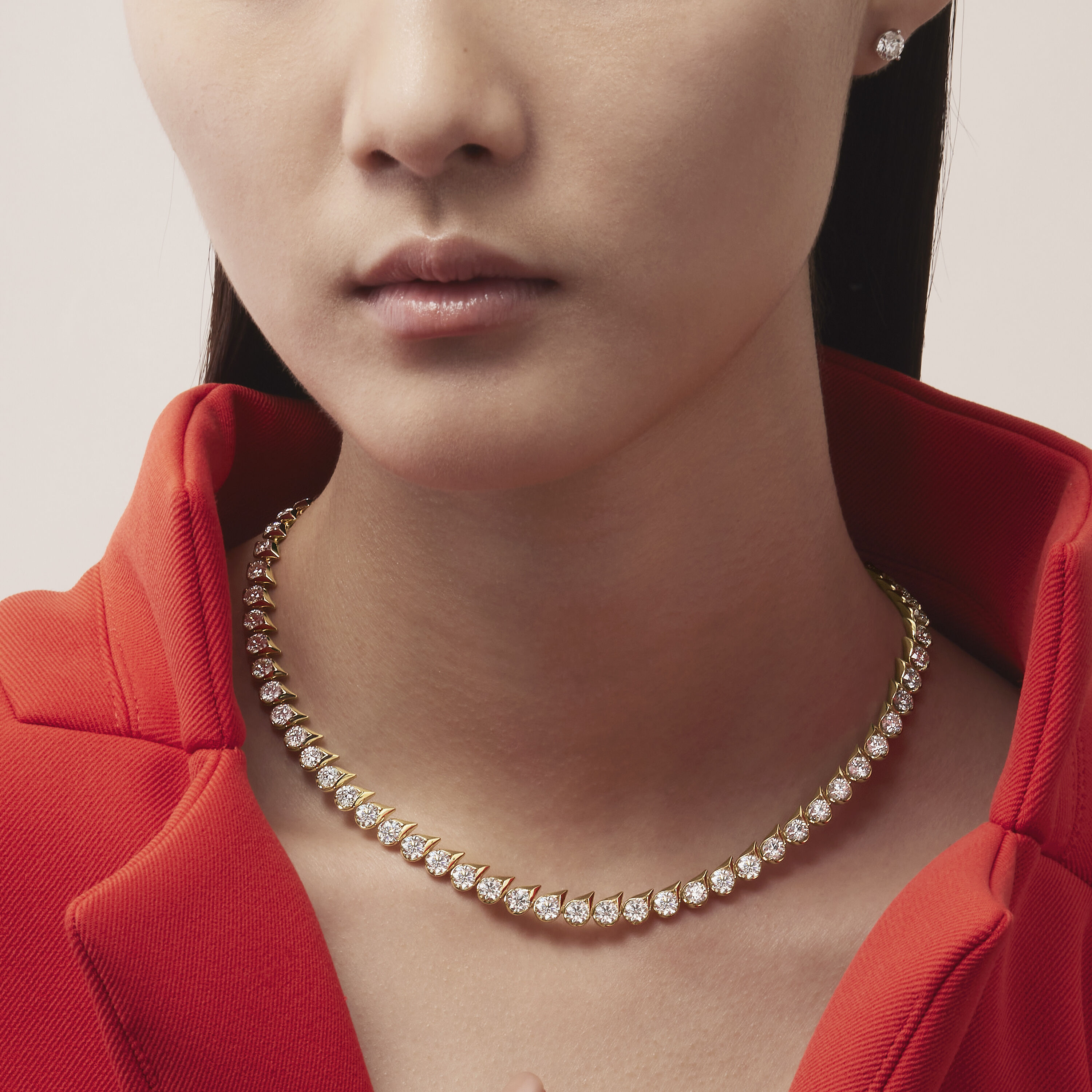 LU Droplet Uniform 钻石项链, 18K 玫瑰金, large