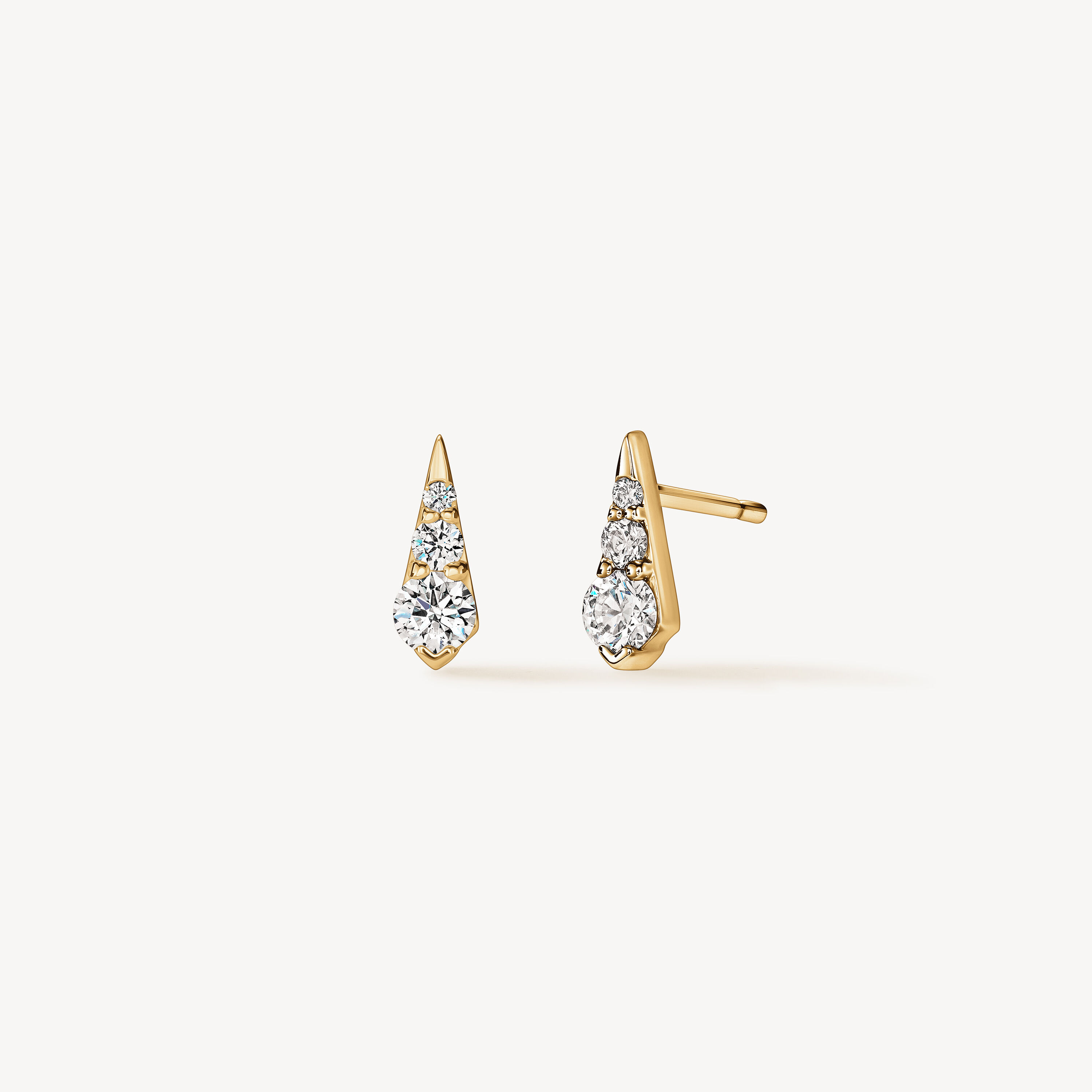 Triplicity Drop Stud Earrings, 18K Yellow Gold, large