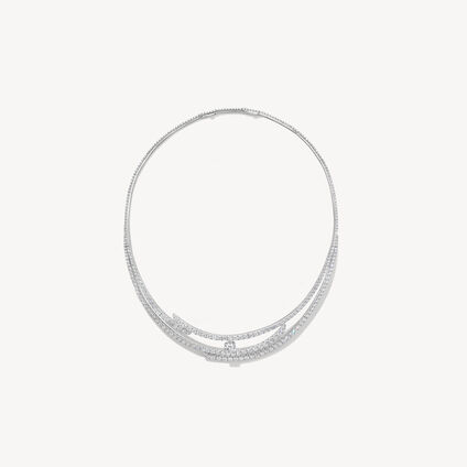 VELA法式切割密镶钻石项链, 18K 白金, large