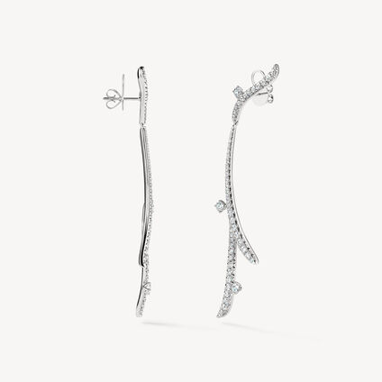 VELA French Cut Pav&eacute; Diamond Drop Earrings, 18K White Gold, large