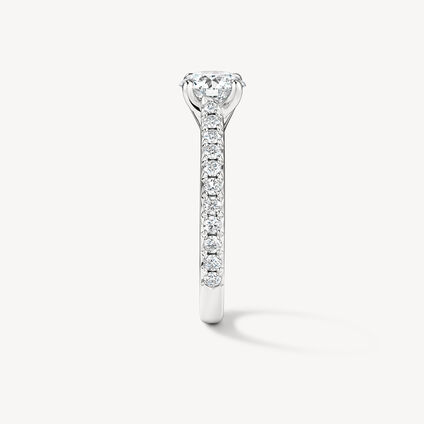 VELA Cathedral Solitaire Ring with Diamond Band, Platinum, large