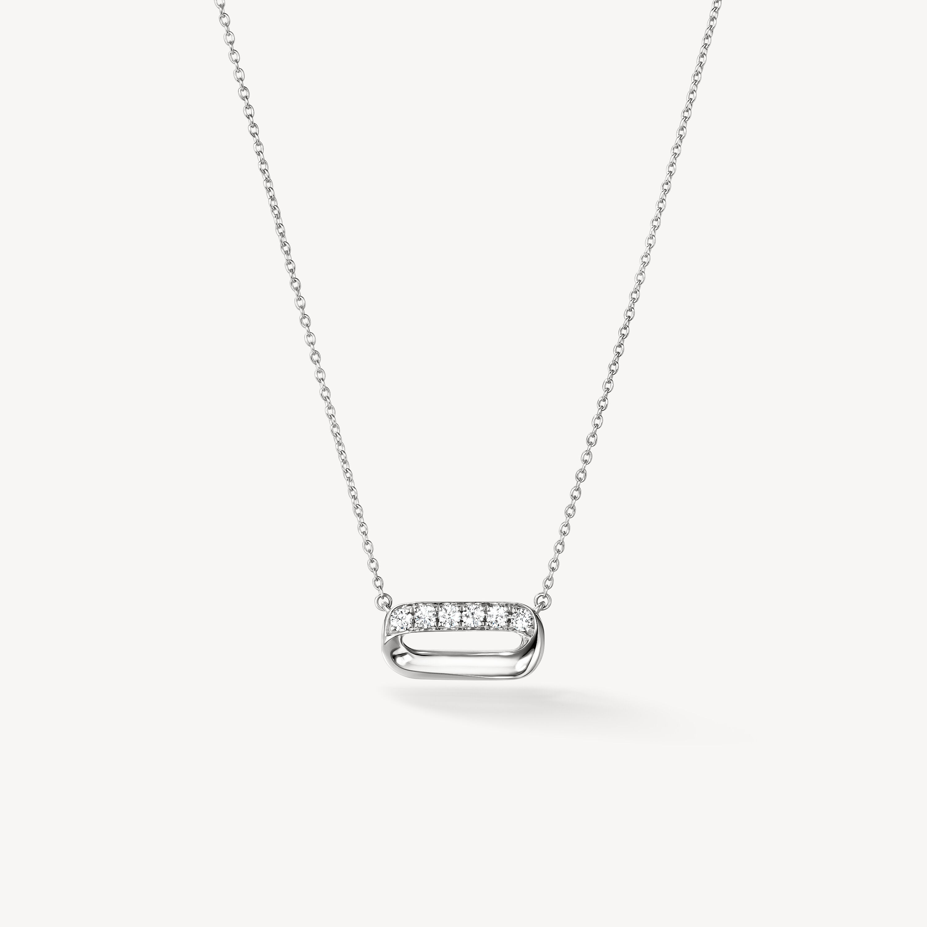 INSIDE/OUT Diamond Mini Link Pendant Necklace, 18K White Gold, large