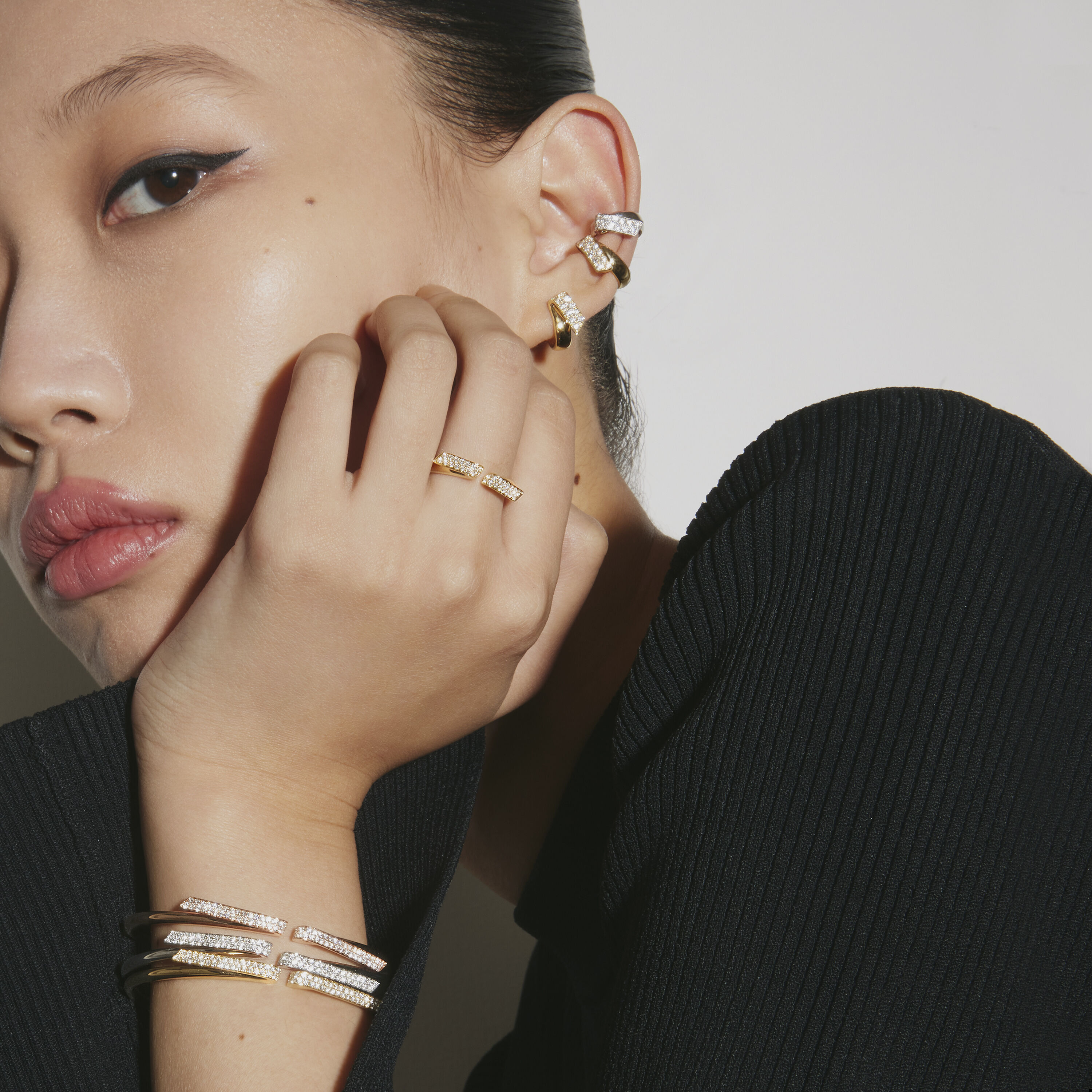 INSIDE/OUT Flexi 钻石手镯, 18K 玫瑰金, large