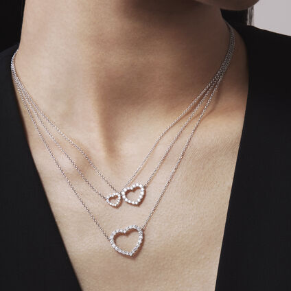 Signature Heart钻石项链, 18K 玫瑰金, large