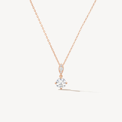 Aerial Petite Drop 钻石项链, 18K 玫瑰金, large
