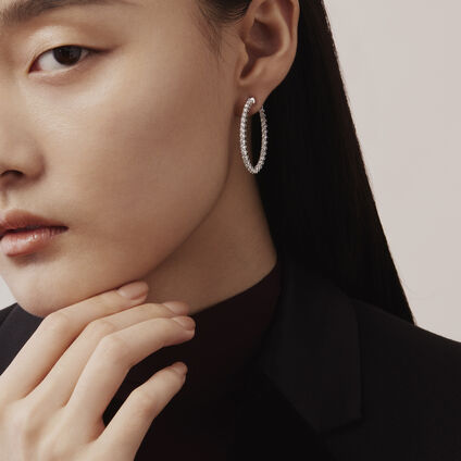 Signature Oval Hoop - Large, 18K 白金, large
