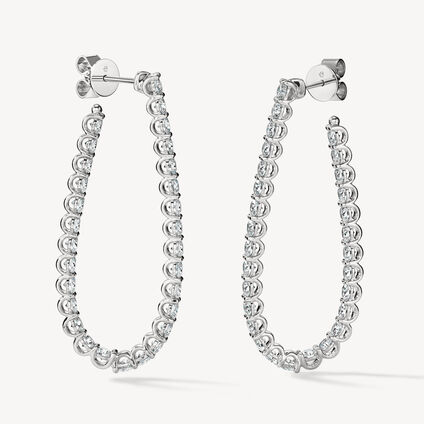 Signature Pear Hoop - Large, 18K 白金, large