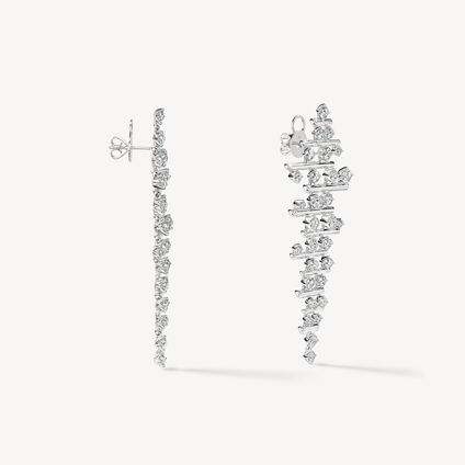 Barre Multi-Row Drop Earrings, 18K White Gold Barre Multi-Row Drop Earrings, 18K White Gold, large