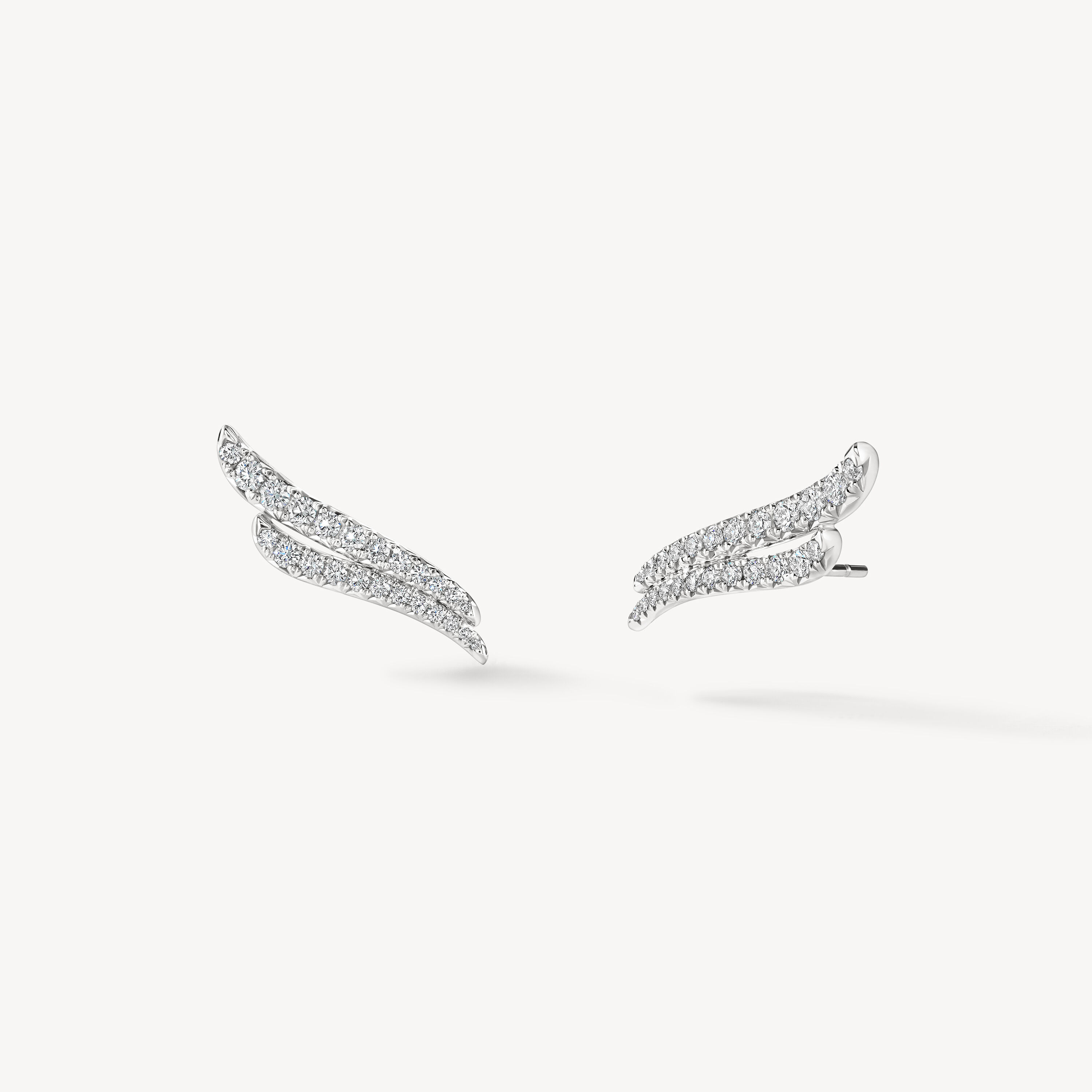 VELA French Cut Pav&eacute; Double Row Diamond Climber Earrings, 18K White Gold, large