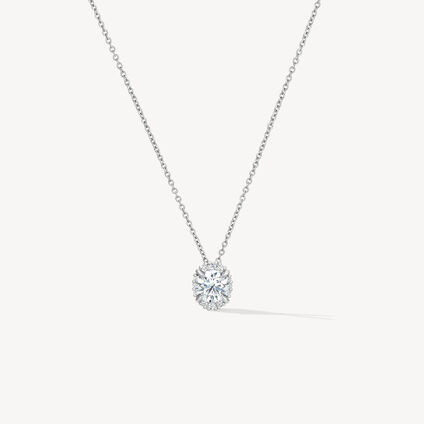 Ellipse Diamond Pendant Necklace, 18K White Gold, large