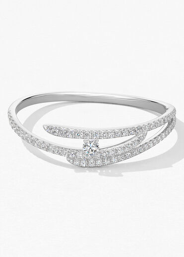 Vela Triple Row Pavé Bangle, 18K White Gold Vela Triple Row Pavé Bangle, 18K White Gold, large