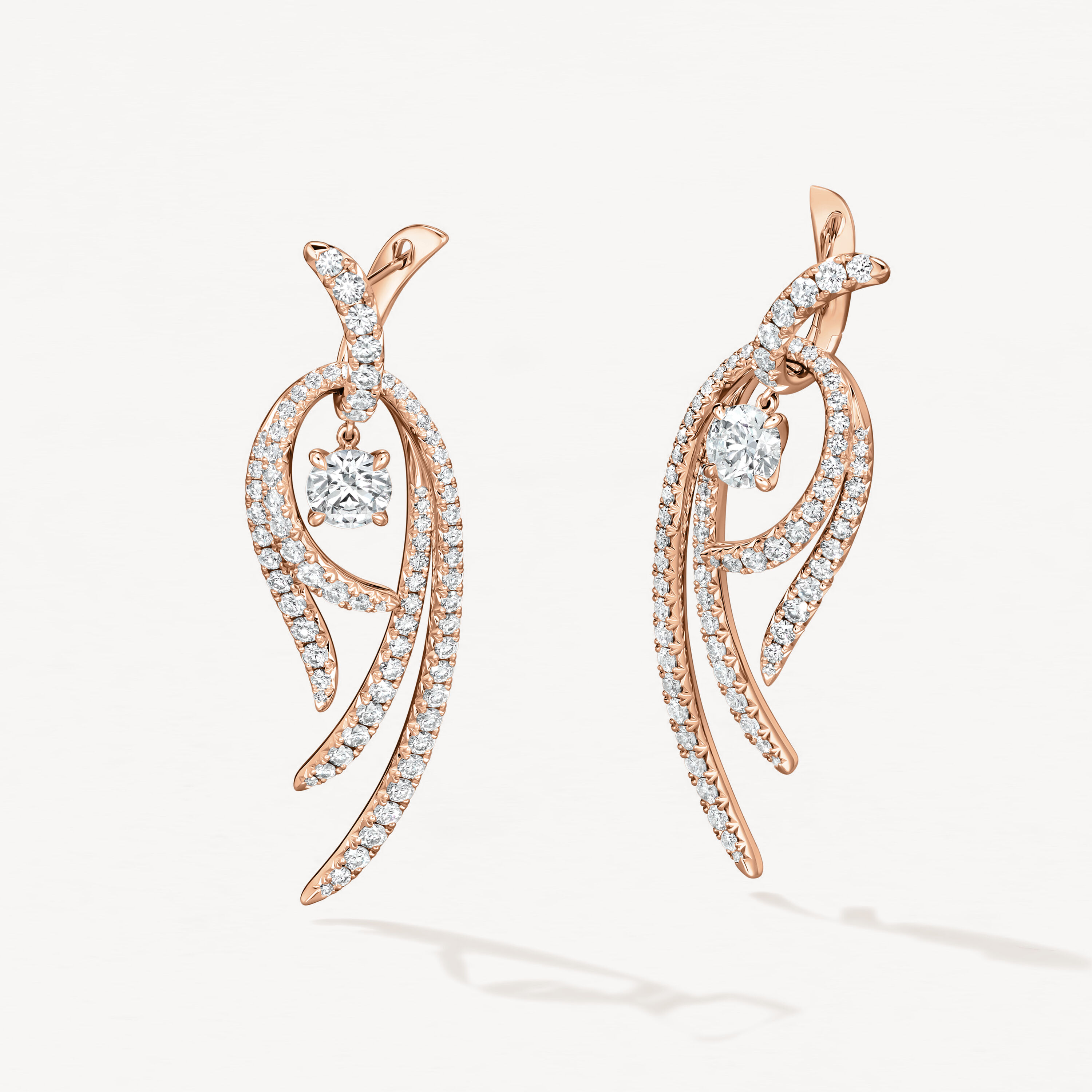VELA Twisted Drop 钻石耳环 (大), 18K 玫瑰金, large