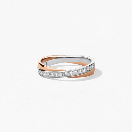 Embrace Wedding Band, Platinum and 18K Rose Gold, large