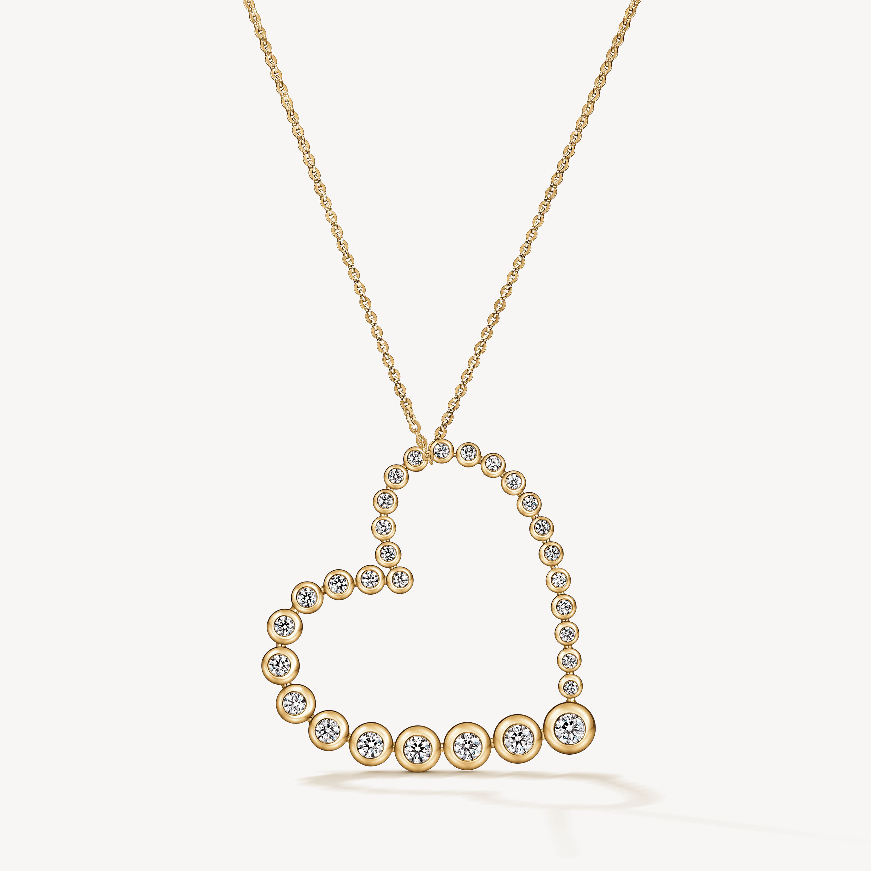 DREAM Heart 钻石项链（大）, 18K 黄金, large
