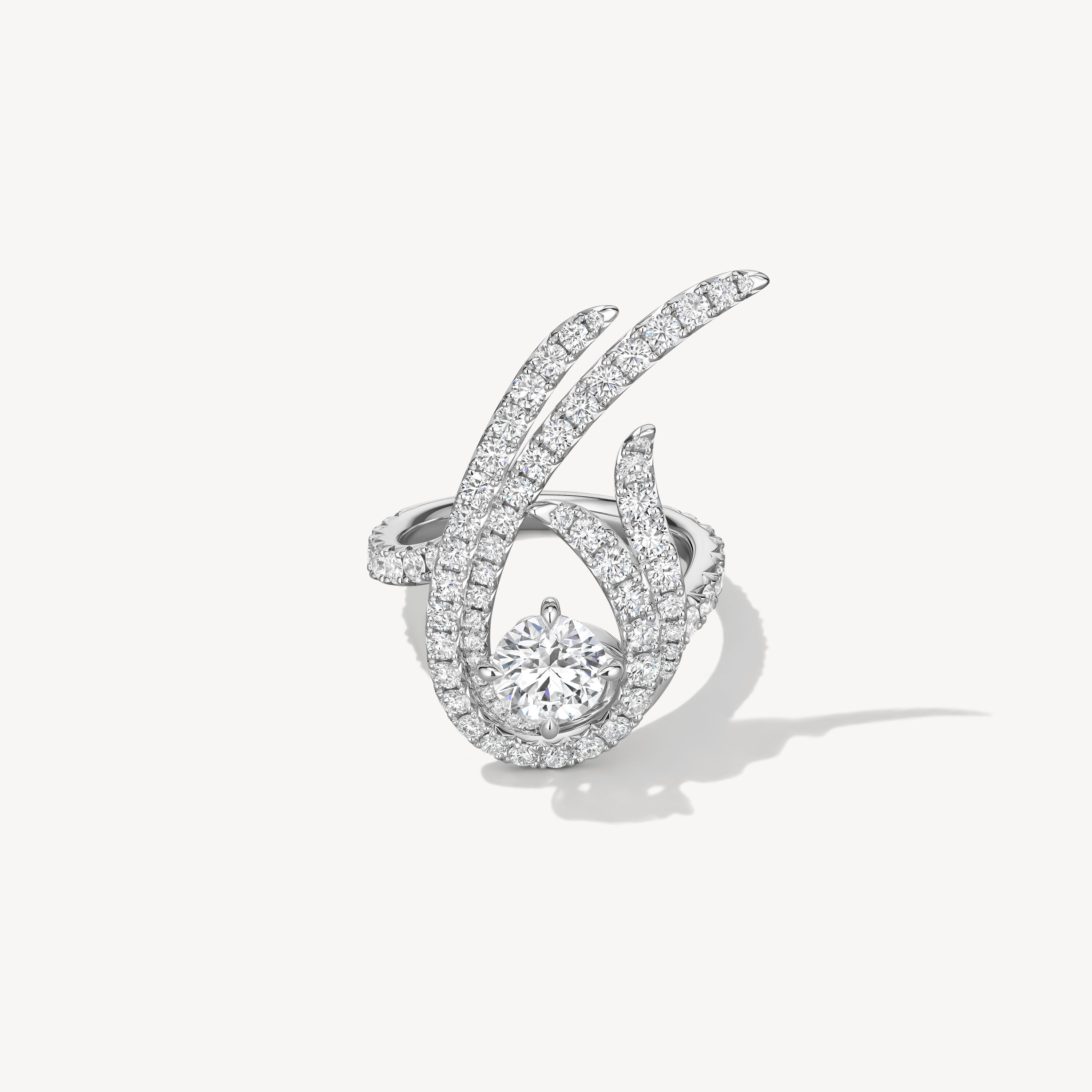 VELA Twisted Cocktail 钻石戒指 , 18K 白金, large