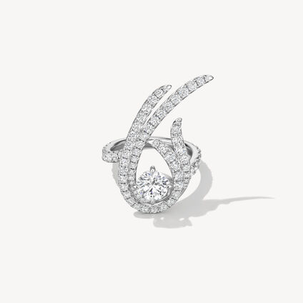 VELA Twisted Cocktail 钻石戒指 , 18K 白金, large