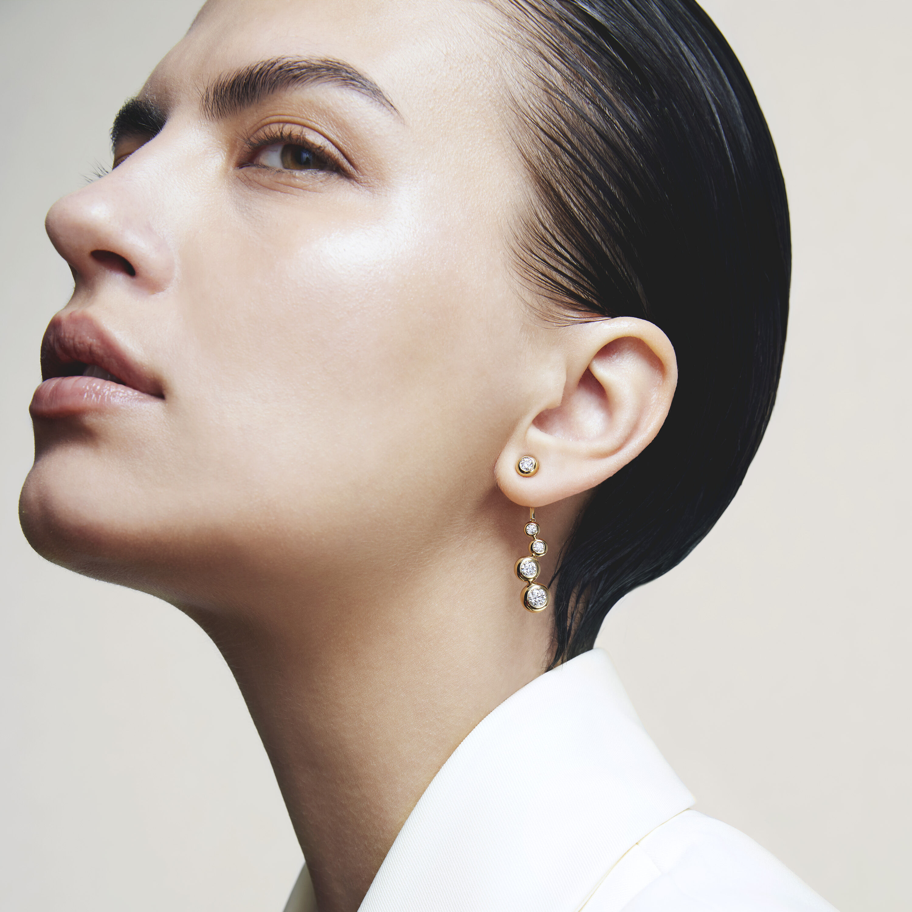 DREAM 钻石耳环（大）, 18K 玫瑰金, large