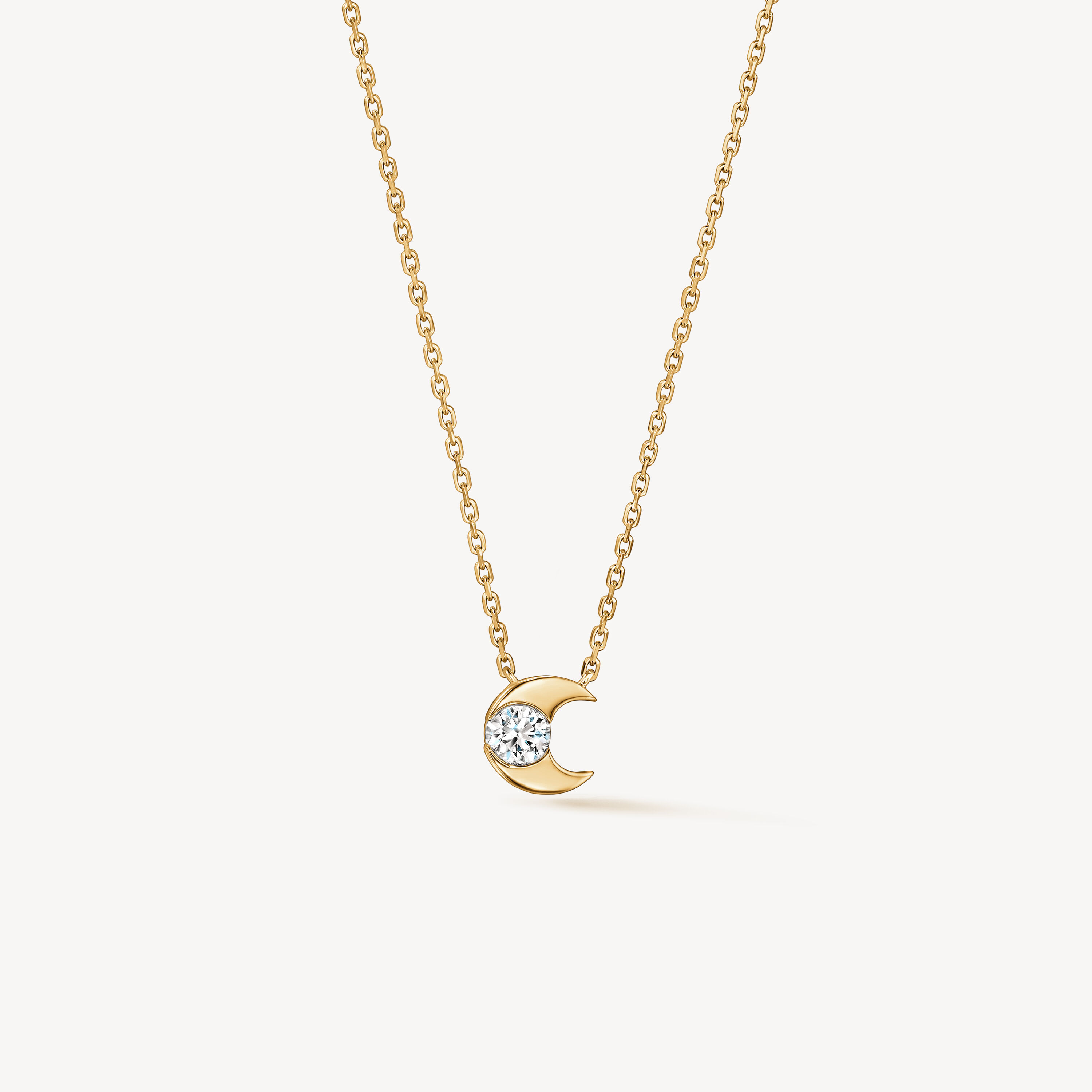 Charmed Half Moon 钻石项链, 18K 黄金, large