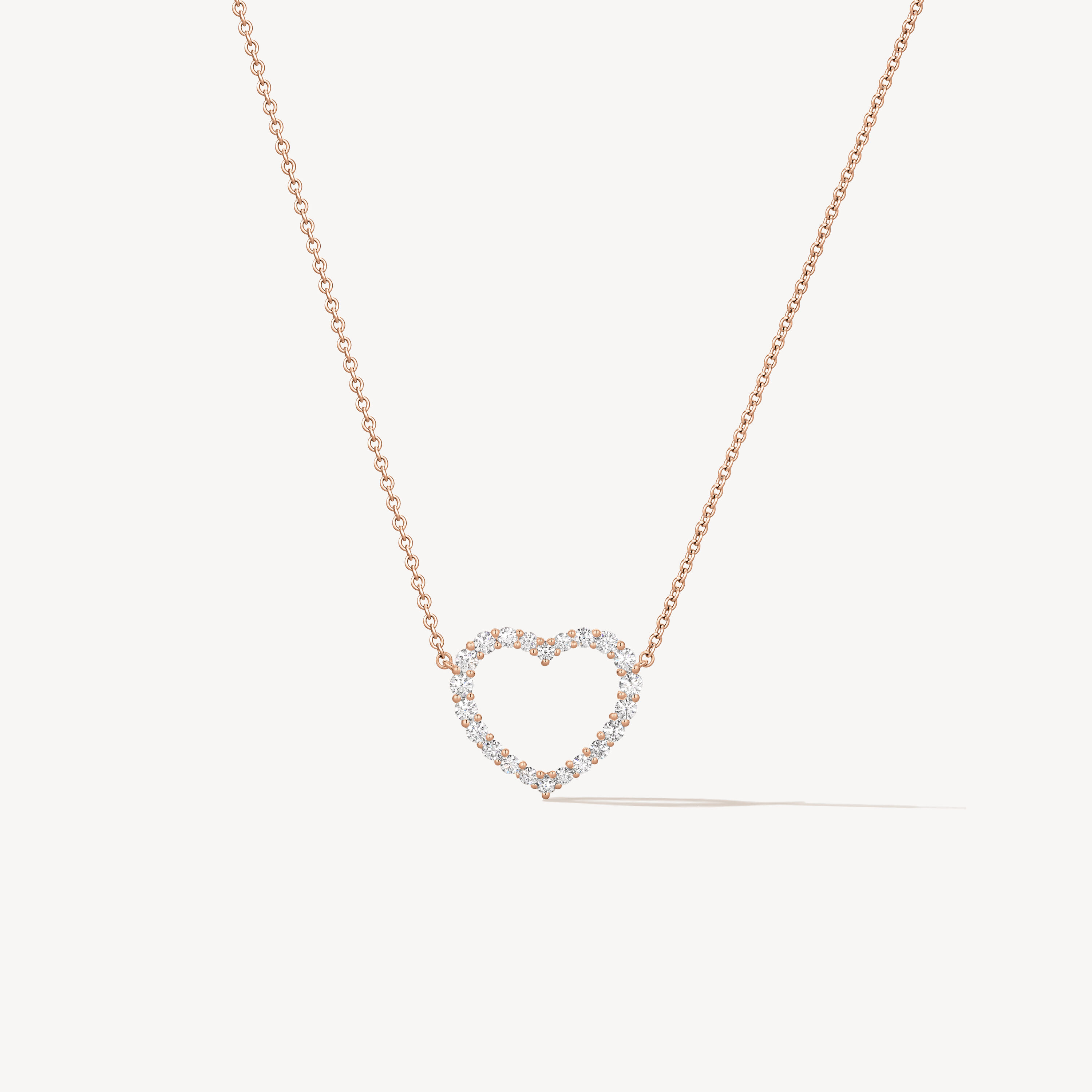 Signature Heart钻石项链, 18K 玫瑰金, large
