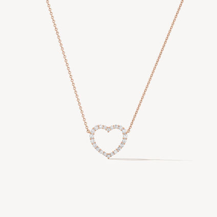 Signature Heart钻石项链, 18K 玫瑰金, large
