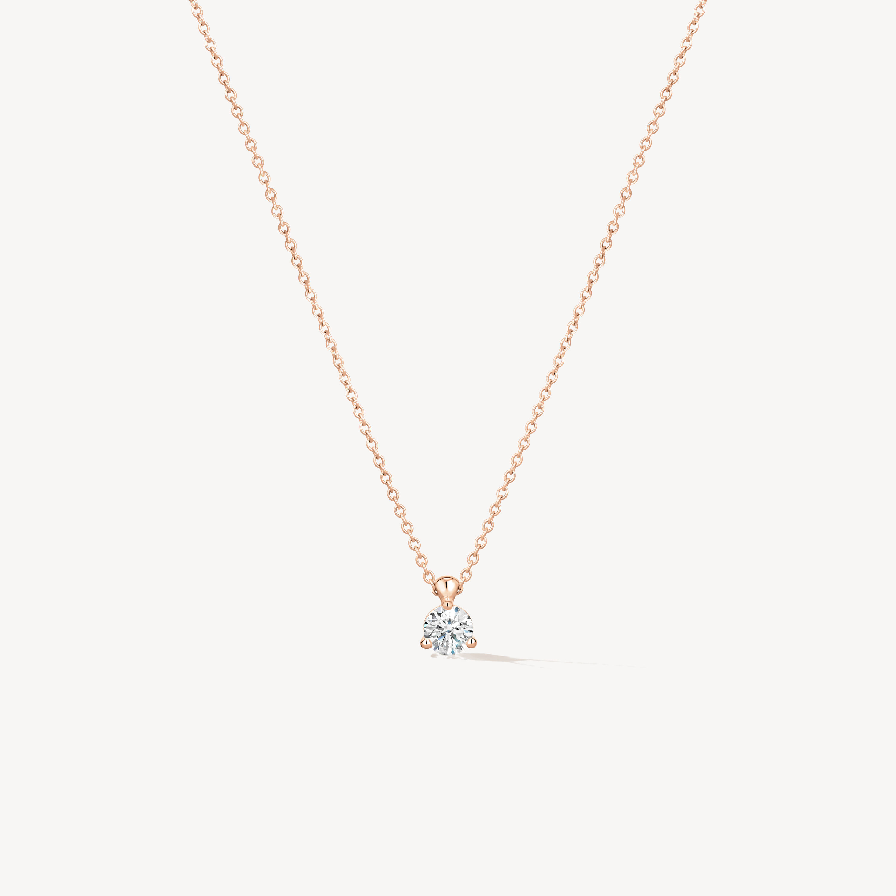 三爪钻石项链, 18K 玫瑰金, large