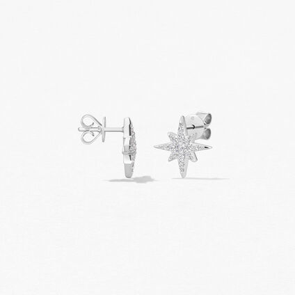 Charmed Starburst Earrings, 18K 白金, large