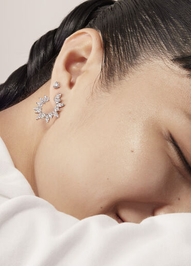 Three-Prong Stud Earrings, 18K White Gold Three-Prong Stud Earrings, 18K White Gold, large