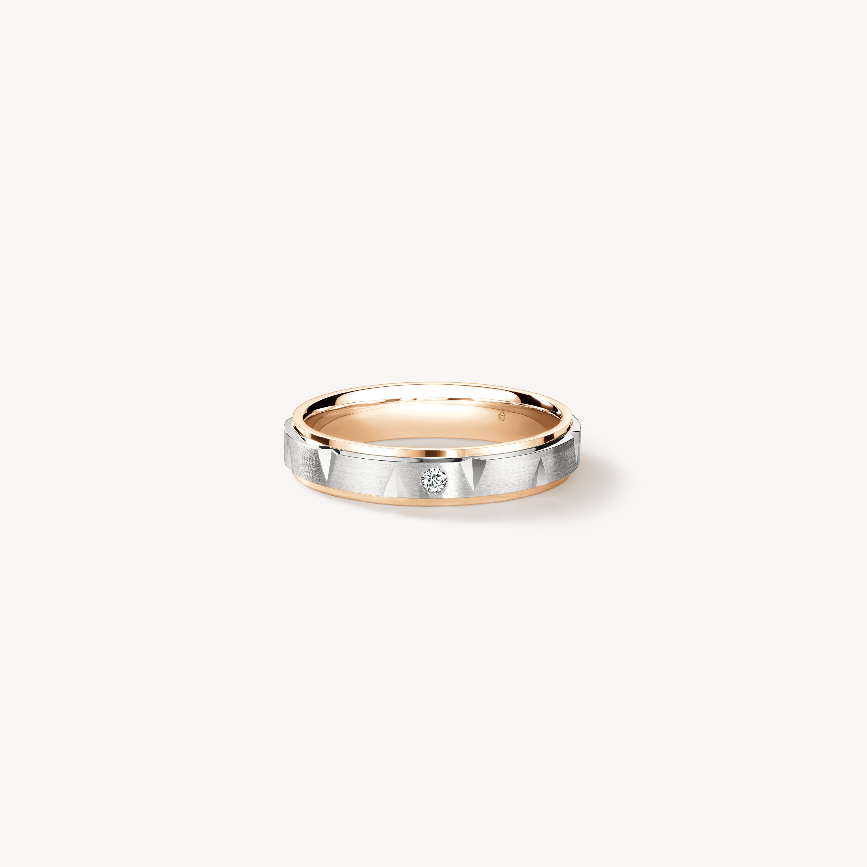 Love Chevron 结婚对戒 , 铂金和18K 玫瑰金, large